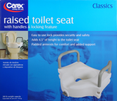 TOILET SEAT RAISED W/ARMS 300 LB CAREX