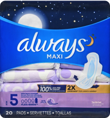 ALWAYS EXTRA HEAVY OVERNIGHT MAXI W/WINGS 20