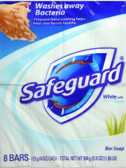 SAFEGUARD SOAP BATH WHITE W/ALOE 4 OZ 8PK
