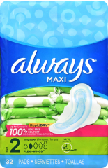 ALWAYS MAXI PAD LONG SUPER W/WINGS 32
