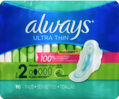 ALWAYS ULTRA THIN LONG SUPER W/WINGS 16