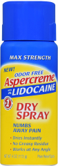 ASPERCREME LIDOCAINE DRY SPRAY 4 OZ