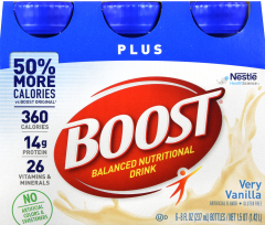 BOOST PLUS BOTTLE VANILLA 8 OZ 6(4)