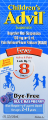 ADVIL CHILDRENS SUSP DYE FREE BLUE RASP 4 OZ