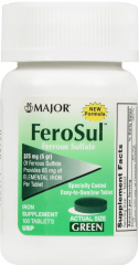 FERROUS SULF TAB 325 MG (5GR) 100 GREEN MAJOR