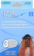 SHOE LACE ELASTIC 32" BROWN PR PK/3