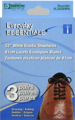 SHOE LACE ELASTIC 32" WHITE PR PK/3