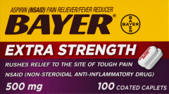 BAYER ASPIRIN CAPLET EX STR 500 MG 100       
