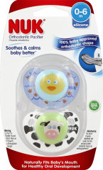 NUK ORTHODONTIC PACIFIER CUTE BUTTON SILI 2PK