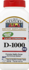 21ST CENTURY VITAMIN D3 1000 IU HP TAB 500   