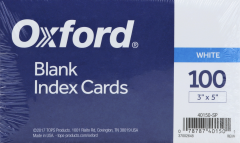 INDEX CARDS PLAIN 3X5 100 CT                 