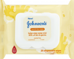 J&J BABY ON-THE-GO HAND & FACE WIPES 25 CT   