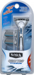 SCHICK QUATTRO TITANIUM RAZOR +3 CART MEN    