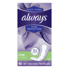 ALWAYS P/LINER LONG CLEANWEAVE & ODOR LOCK 40
