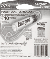 ER BATTERY ENERGIZER ALKA AA #E91BP-4        