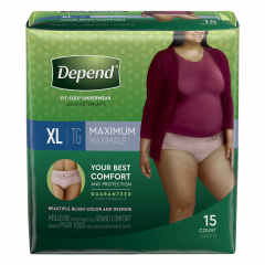 DEPEND UNDERWEAR MAXIMUM WOMEN XL 15 CS/2    