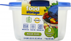 HOME SELECT MED ROUND FD CONTAINER 3CT CS/12 