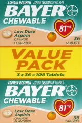 BAYER ASPIRIN CHILD CHEW ORANGE 81 MG 108    