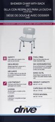 SHOWER CHAIR W/BACK ALUM 400LBS DR           