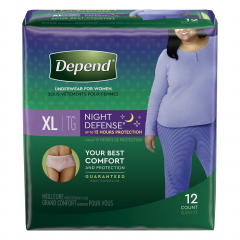 DEPEND UNDERWEAR OVERNIGHT WOMEN XL 12 CS/2  