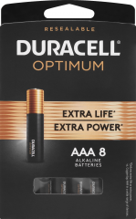 DURACELL BATTERY OPTIMUM SIZE AAA 8 PACK     