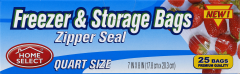 HOME SELECT FREEZER BAG RC QT 25 CT CS/24    