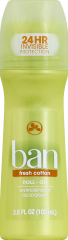 BAN ROLL ON AP DEODORANT FRESH COTTON 3.5 OZ 